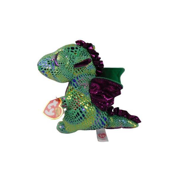 Ty Beanie Boos Cinder the Dragon Glitter Purple Eyes 6" Plush 2019 Stuffed Anima - Picture 5 of 10